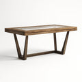 Holztisch mit Glasplatte, 150x80x75 cm