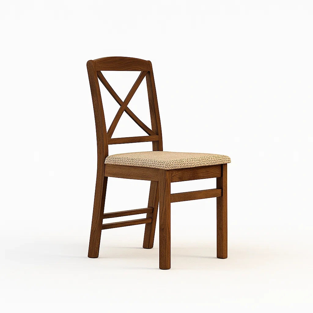 Holz Esszimmerstuhl mit Polyesterbezug, Braun
