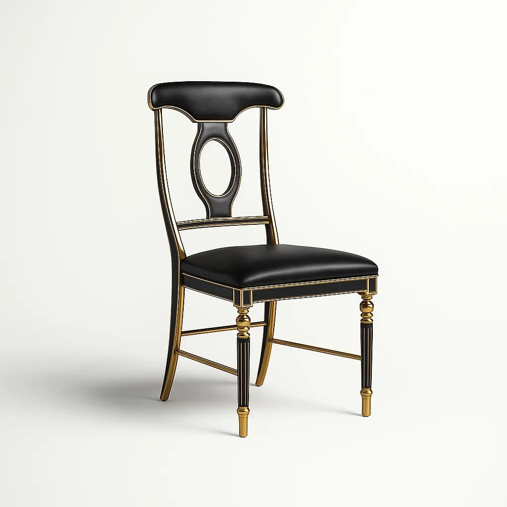 Esszimmerstuhl Kunstleder Schwarz und Gold, Höhe 90 cm