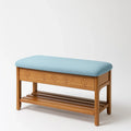 Sitzbank aus Buche mit Polyesterbezug Blau 90cm