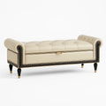 Bank mit Stauraum PU-Leder Beige Schwarz 140cm