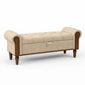 Polsterbank Baumwolle Holzbeine Beige