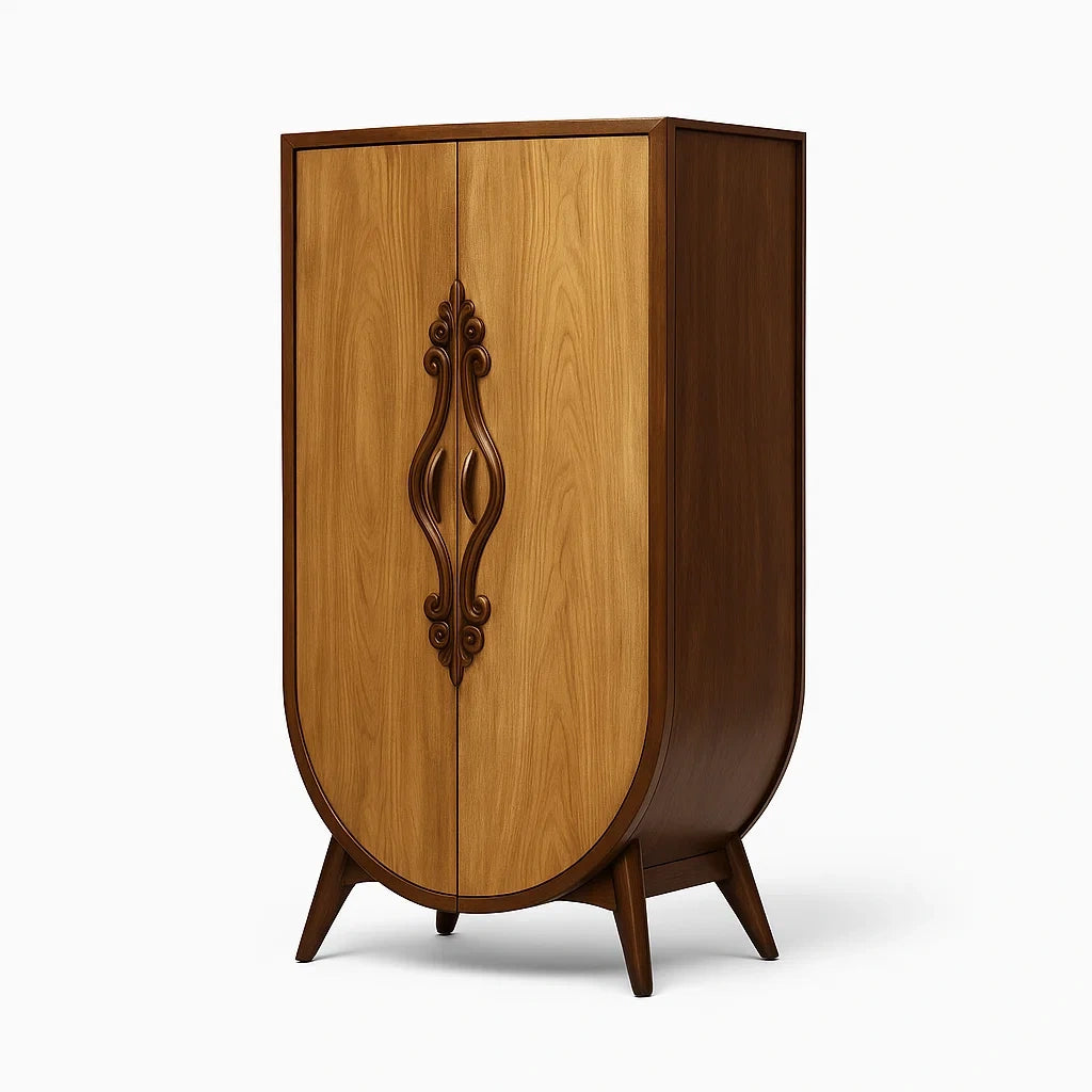 Holzschrank mit Walnussholz-Doppeltüren, 160cm x 80cm x 50cm