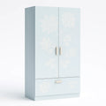 Kleiderschrank mit 2 Türen und 1 Schublade, Hellblau, MDF, 180cm