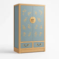 Holzschrank mit floralen Mustern, Blau/Gold, 180 cm