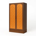 Kleiderschrank Massivholz Braun/Orange mit Muster