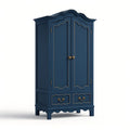 Kleiderschrank Massivholz Blau mit 2 Türen und 2 Schubladen